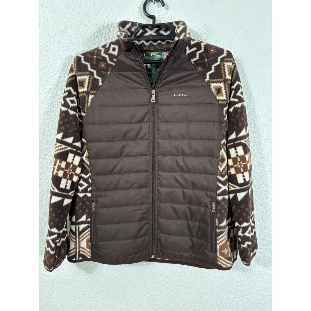 Lauren Active Ralph Lauren Jacket Women 1X Brown New Quilted Fleece Southwestern